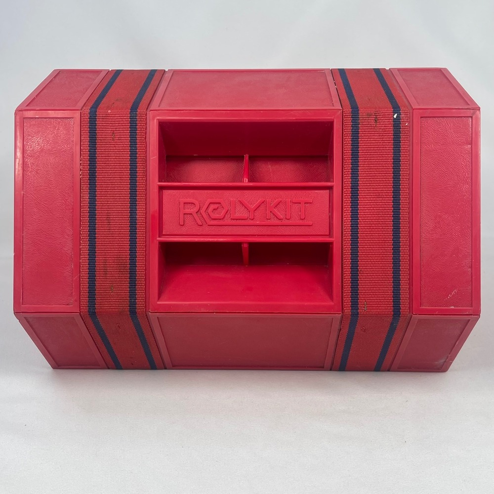 Vintage Rolykit S-11 Red Hexagonal Rolling Storage Organizer Dutch Design Box